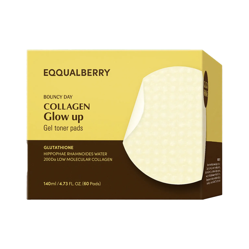 Eqqualberry Bouncy Day Collagen Glow Up Gel Toner Pads 140ml – Pads Éclat & Hydratation