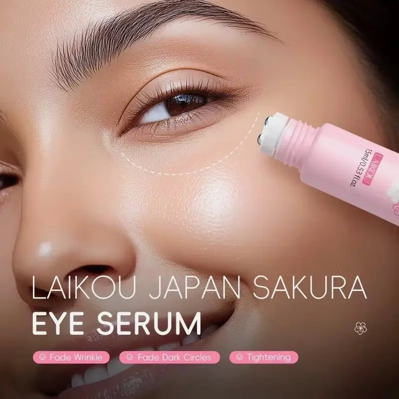LAIKOU Sakura Essence Roller Serum – Sérum Contour des Yeux Hydratant & Éclat