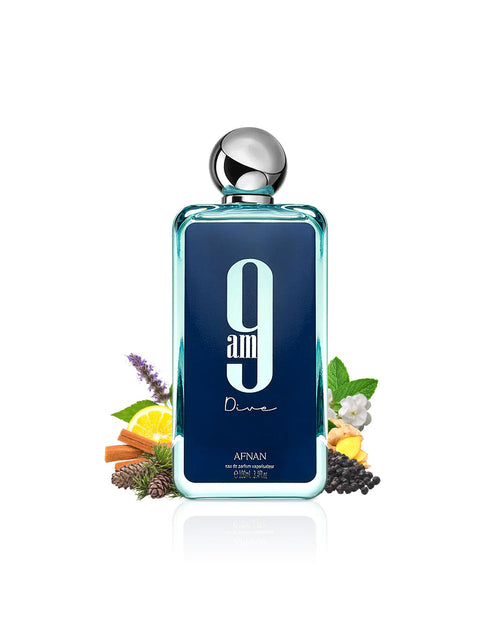 AFNAN 9 AM Dive Eau de Parfum 100ml – Parfum Frais Aquatique & Boisé Unisexe