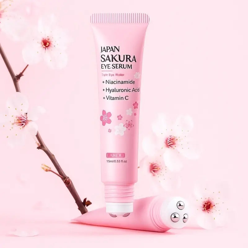 LAIKOU Sakura Essence Roller Serum – Sérum Contour des Yeux Hydratant & Éclat