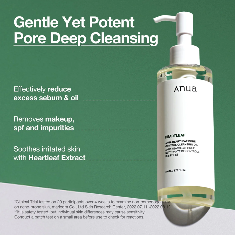 Anua Heartleaf Pore Control Cleansing Oil – Huile Démaquillante Douce Anti-Impuretés