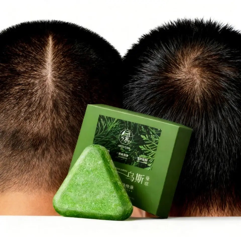 Nature Triangle Shampoo Bar, Usman Grass 𝐒hampoo Bar, Calming & Strengthens Hair for Women and Mens