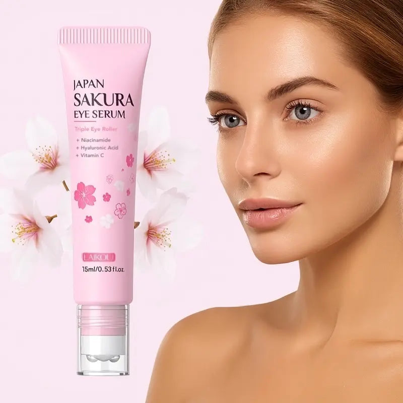 LAIKOU Sakura Essence Roller Serum – Sérum Contour des Yeux Hydratant & Éclat