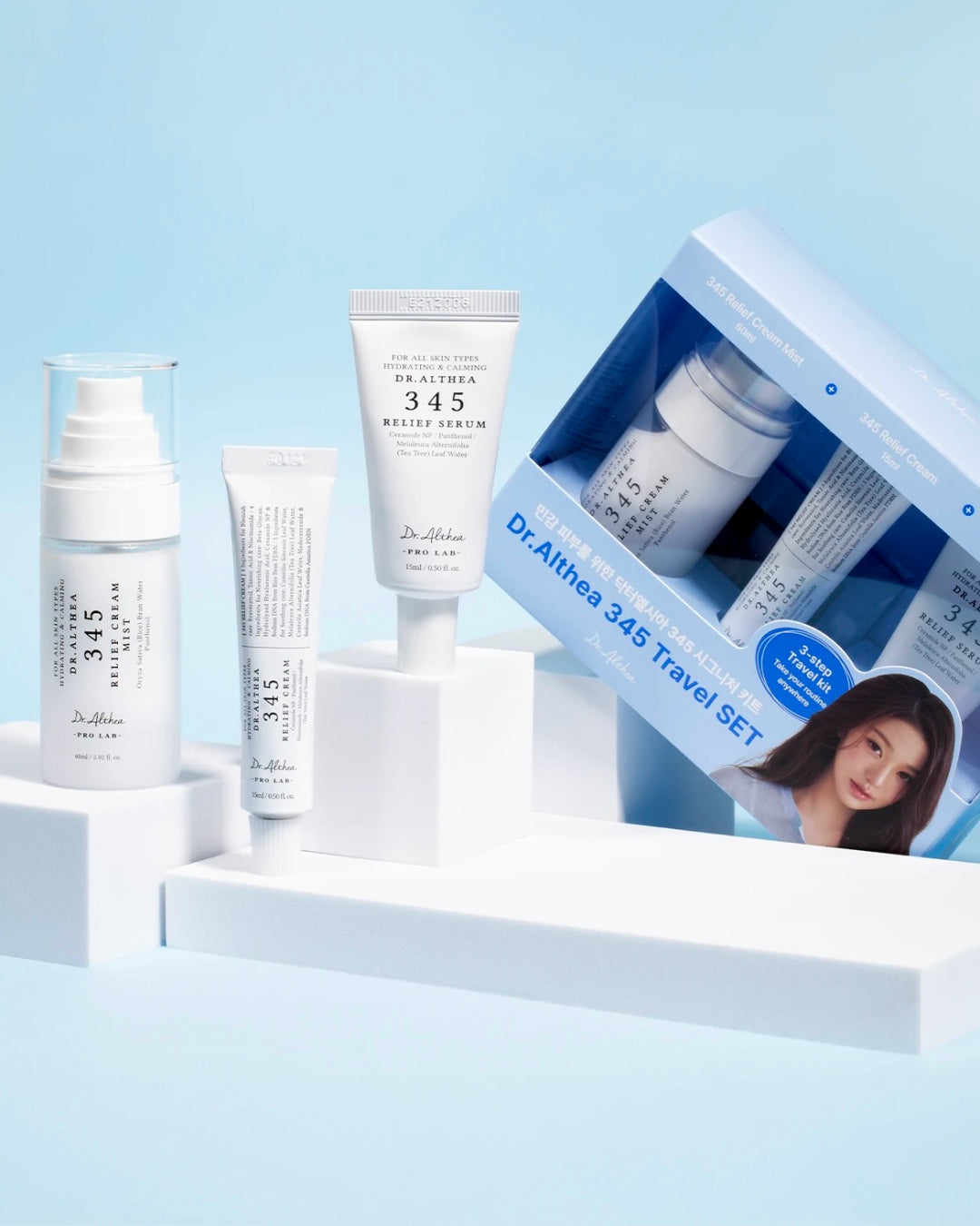 Dr. Althea 345 Relief Travel Kit – Brume, Sérum & Crème Apaisante