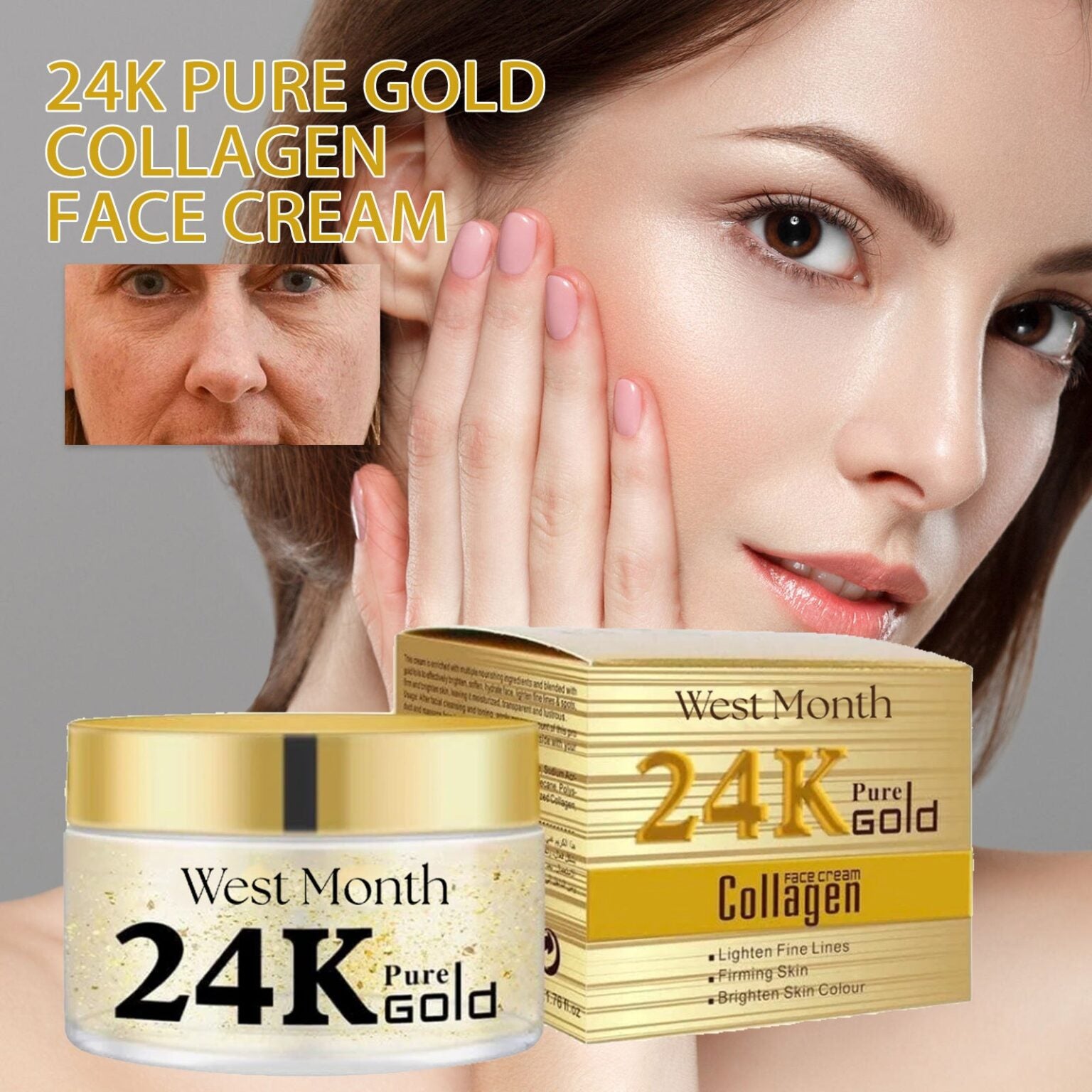 24k Gold Collagen cream, firming and anti-wrinkle cream, brightening and whitening cream