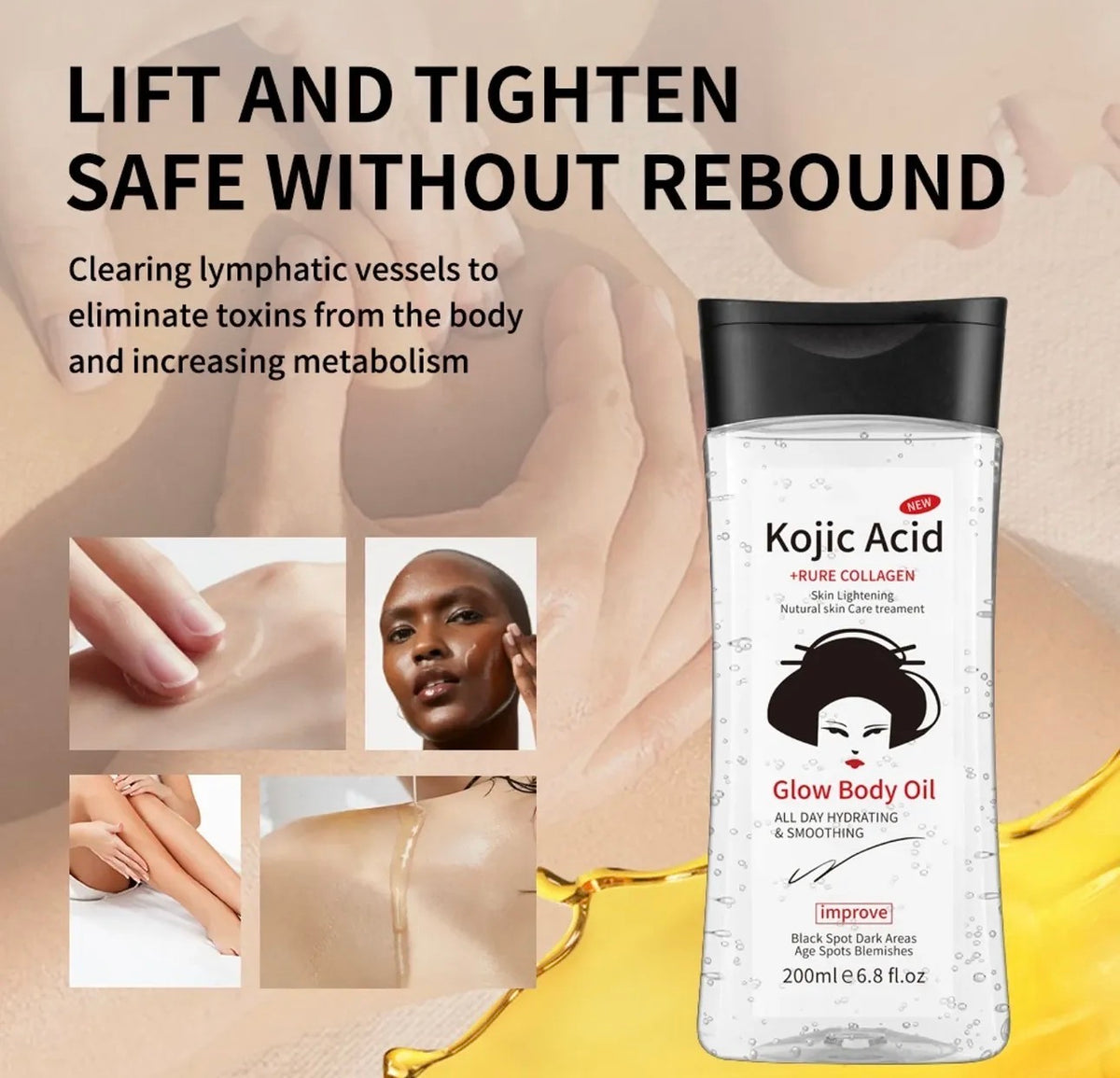 Kojic Acid Glow Body Oil – 200ml | Skin Renewal & Whitening