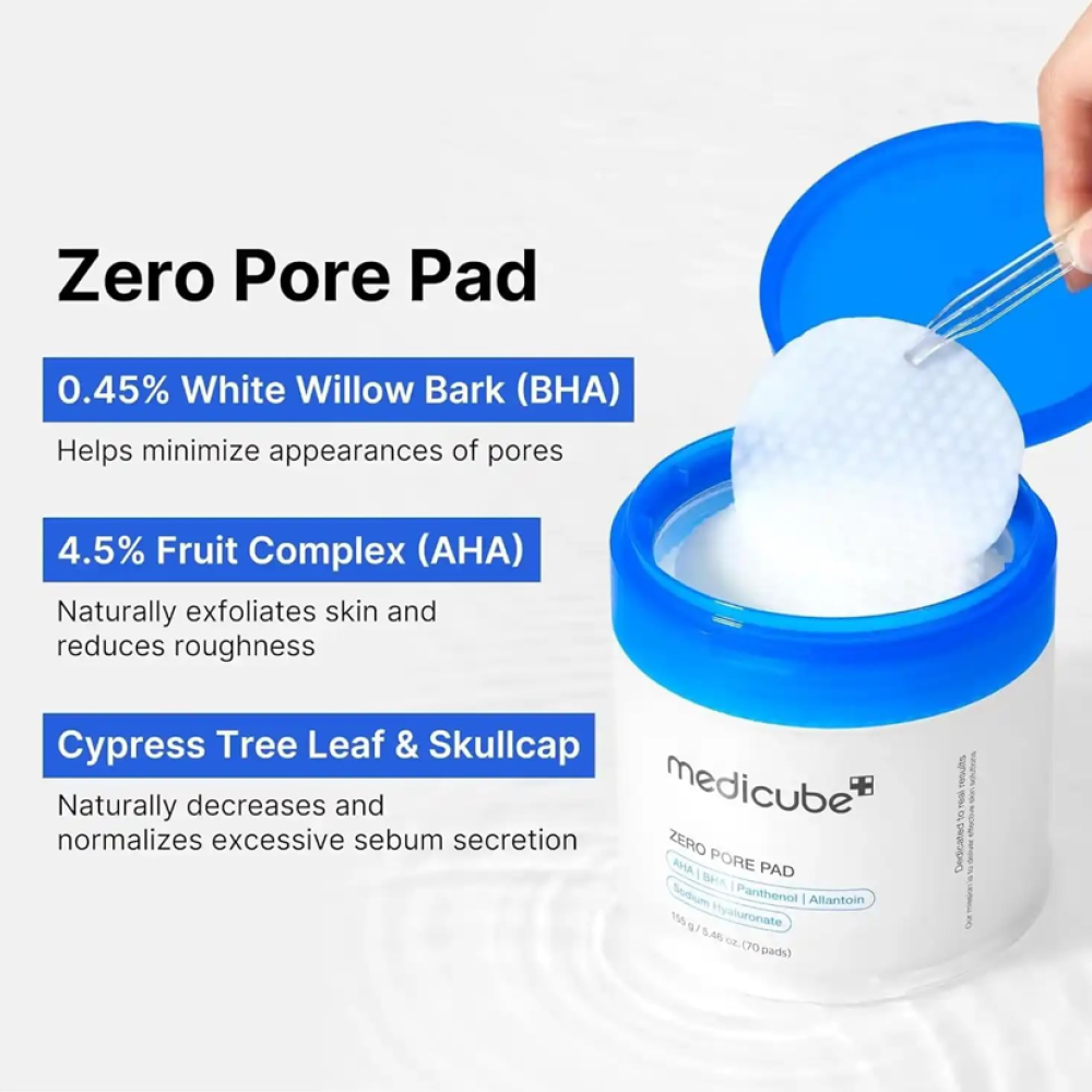 Medicube Zero Pore Pads – Disques Exfoliants & Réducteurs de Pores (70 Pads)