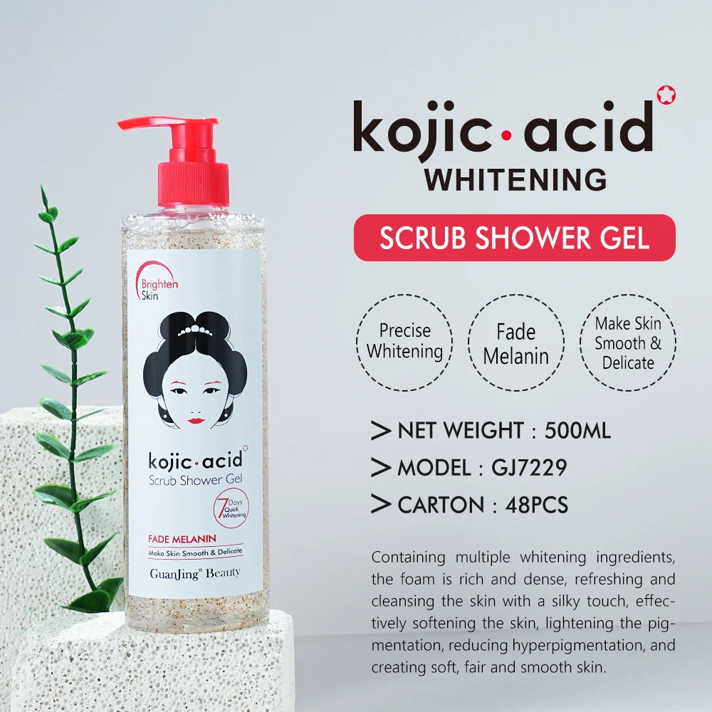 Guanjing Kojic Acid &amp; Papaya Exfoliating Shower Gel – Gel Douche Exfoliant Éclat