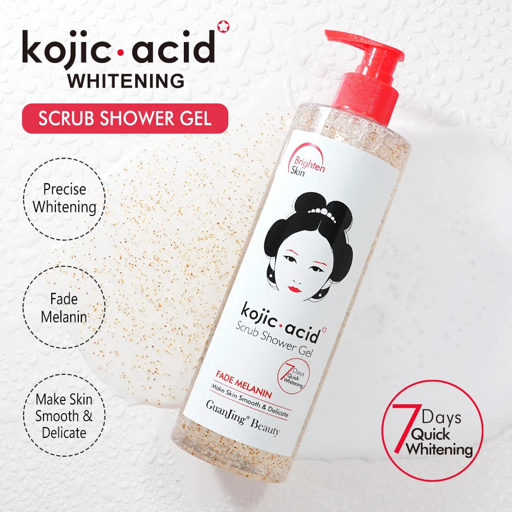 Guanjing Kojic Acid &amp; Papaya Exfoliating Shower Gel – Gel Douche Exfoliant Éclat