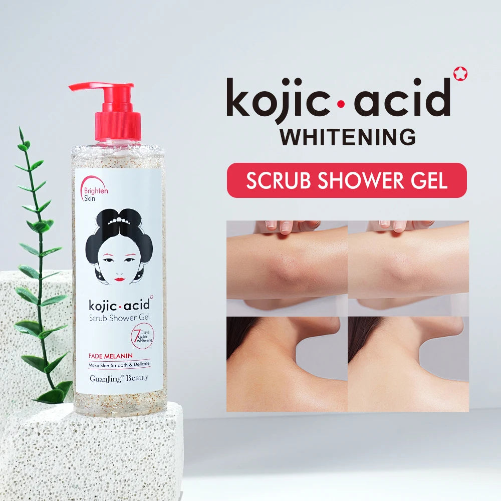 Guanjing Kojic Acid &amp; Papaya Exfoliating Shower Gel – Gel Douche Exfoliant Éclat